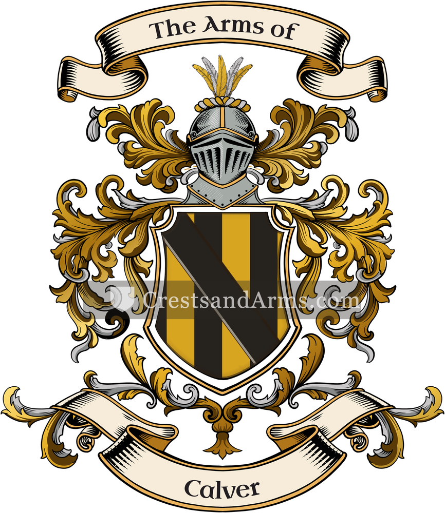 The Calver coat of arms, drawn from the recorded blazon