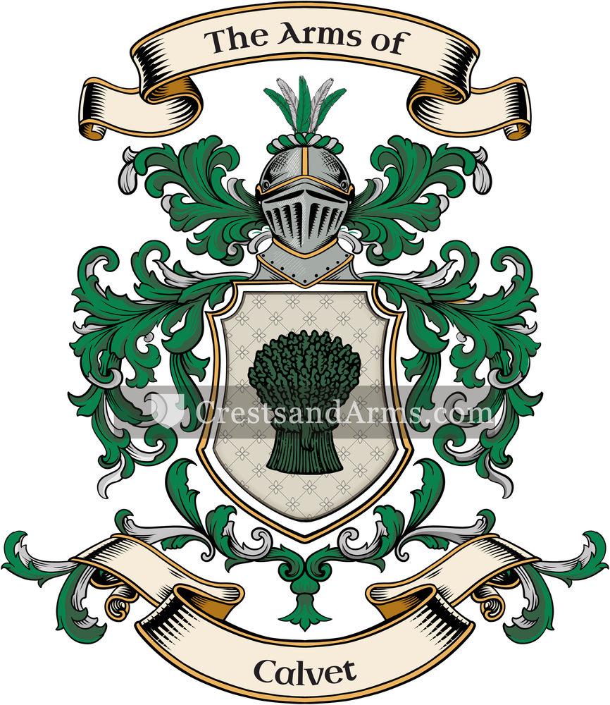 The Calvet coat of arms, drawn from the recorded blazon