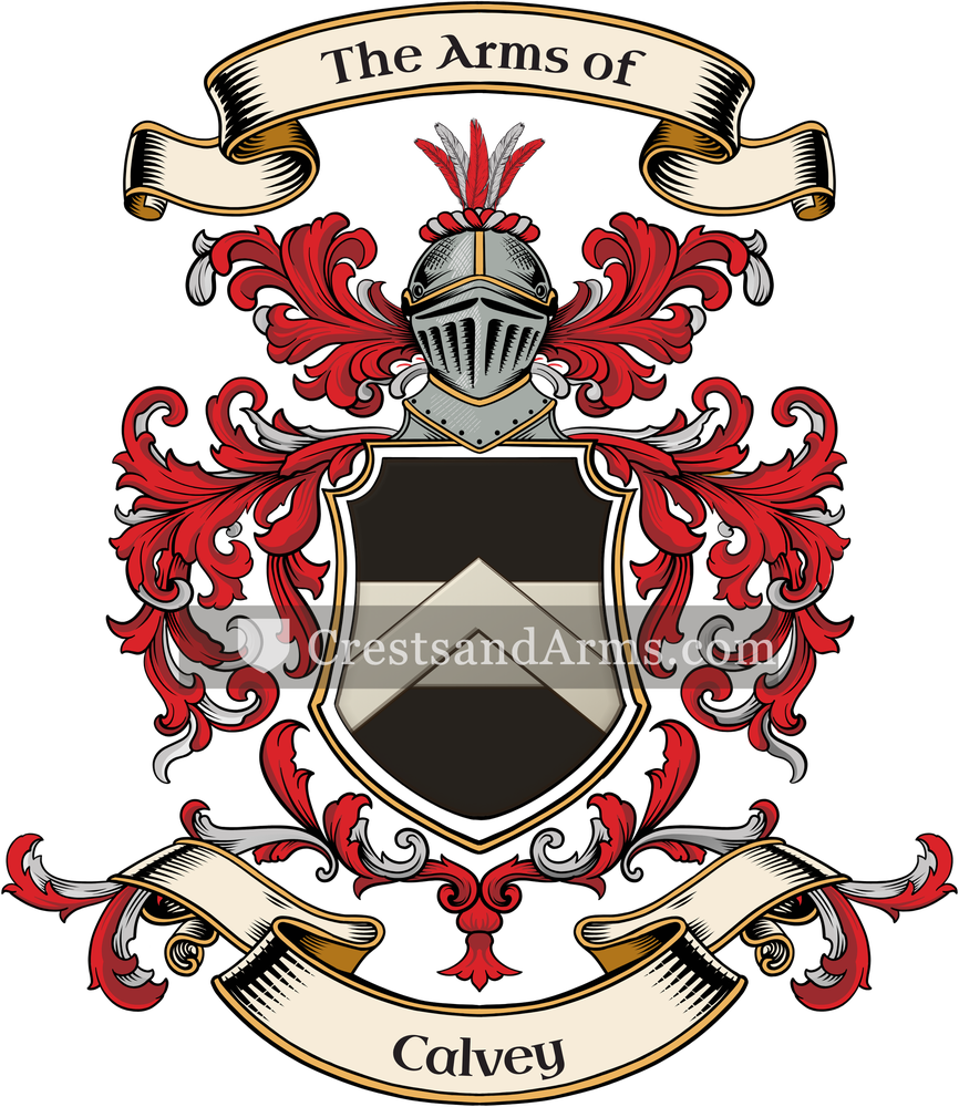 The Calvey coat of arms, drawn from the recorded blazon