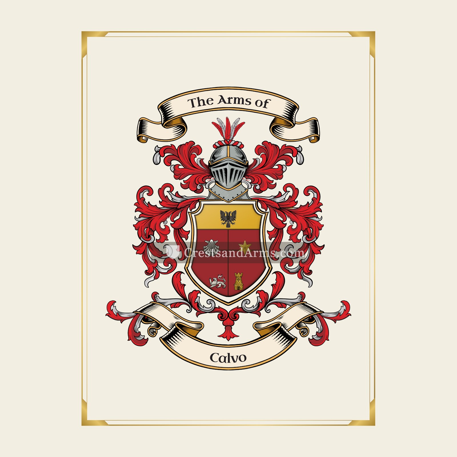 With gold border