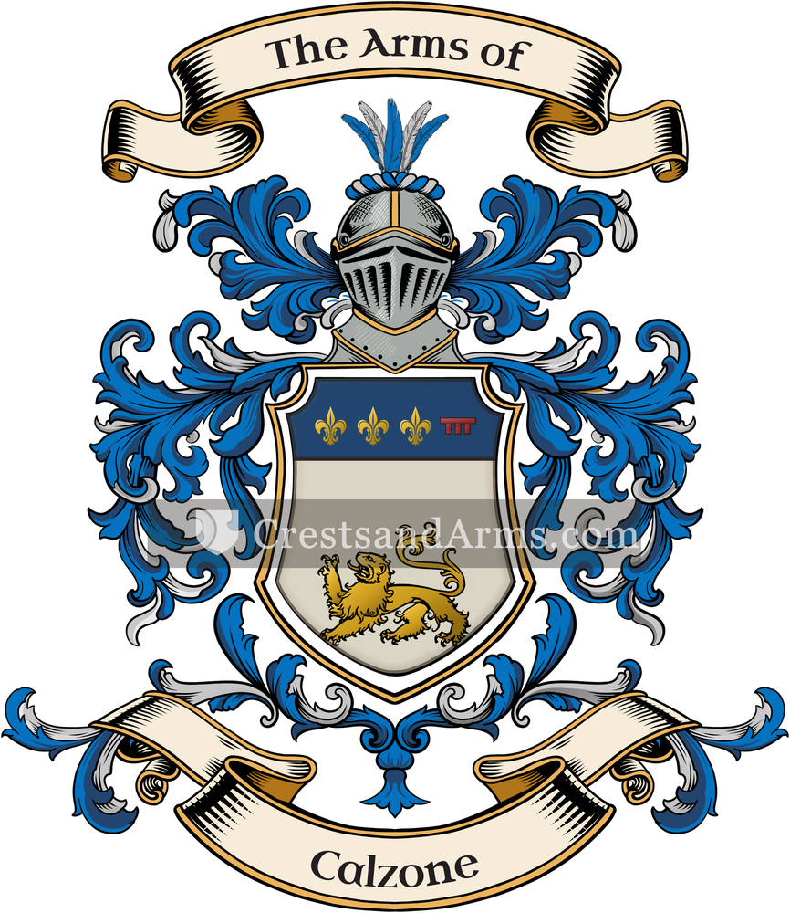 The Calzone coat of arms, drawn from the recorded blazon