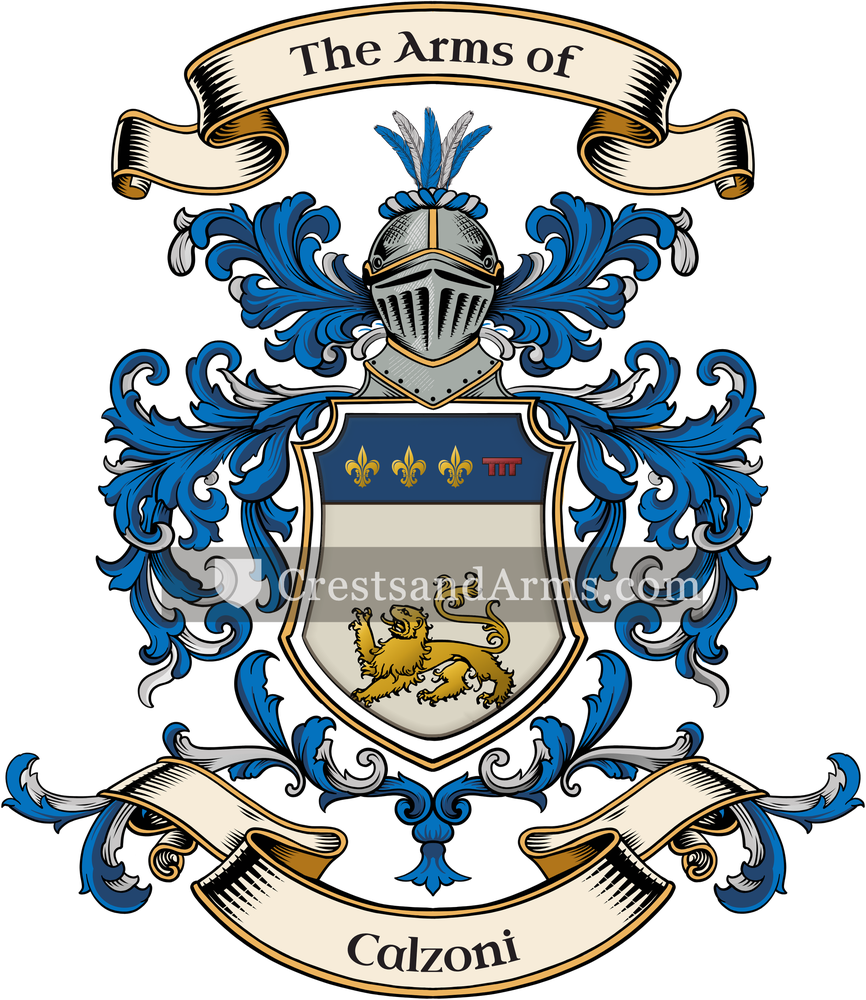 The Calzoni coat of arms, drawn from the recorded blazon