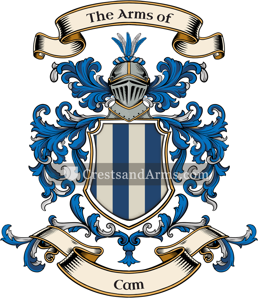 The Cam coat of arms, drawn from the recorded blazon