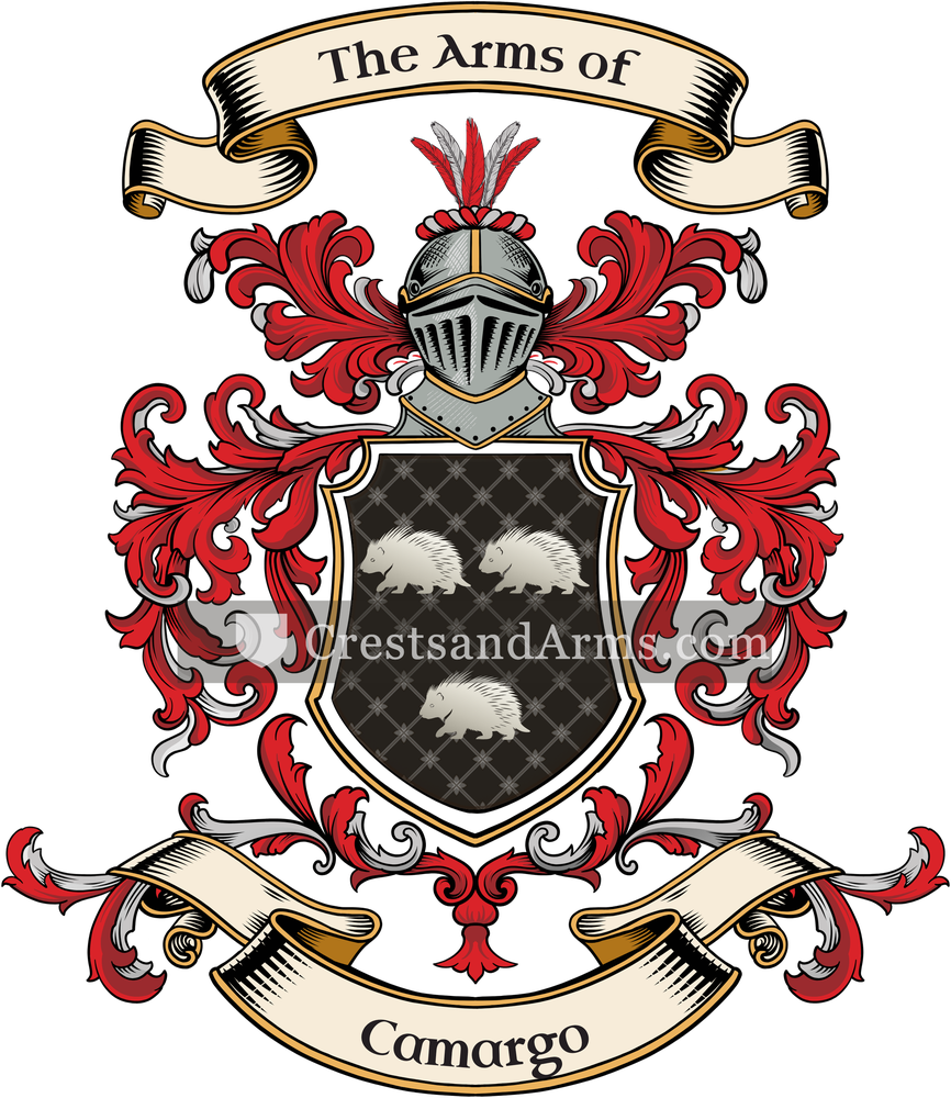 The Camargo coat of arms, drawn from the recorded blazon
