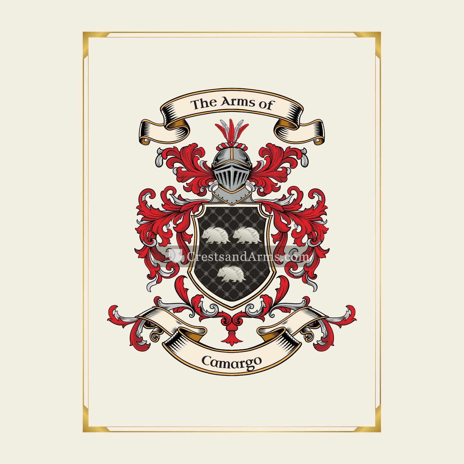 With gold border