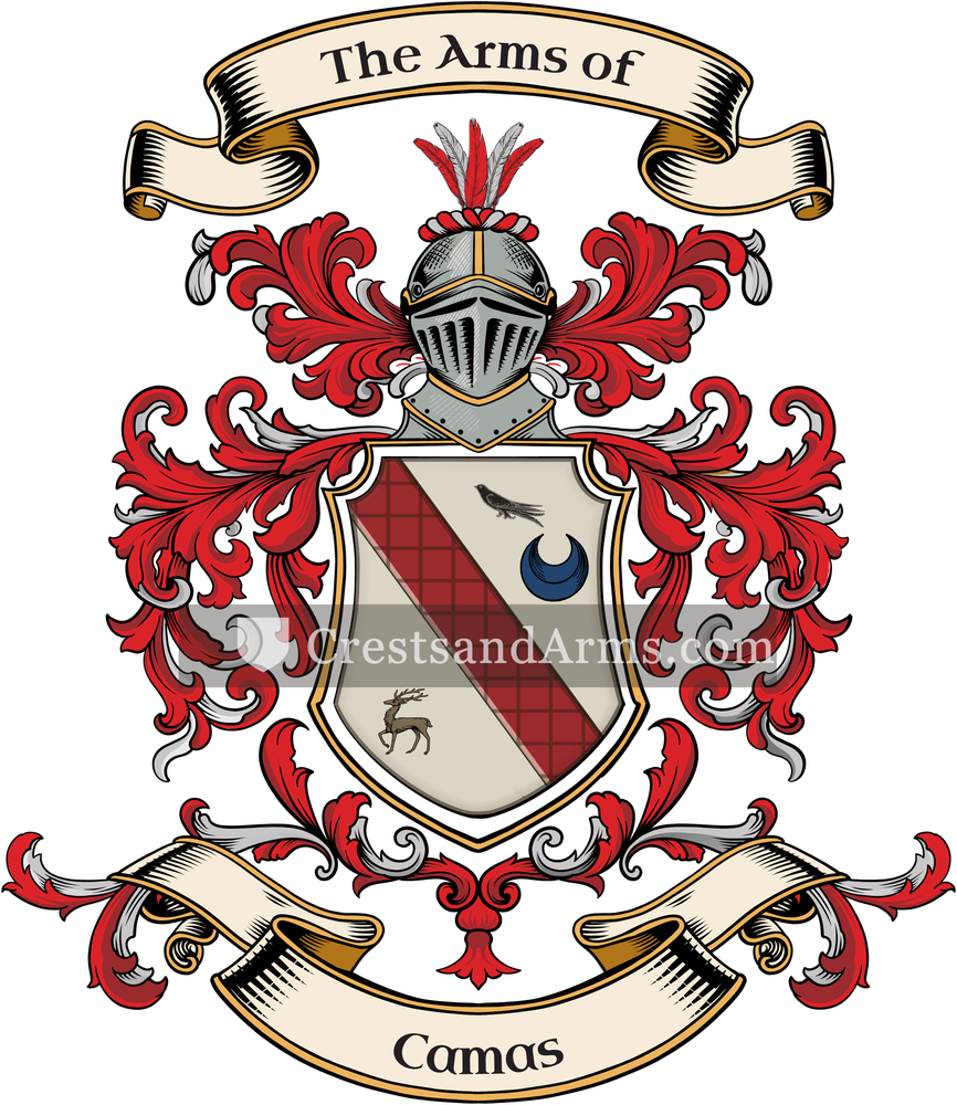 The Camas coat of arms, drawn from the recorded blazon