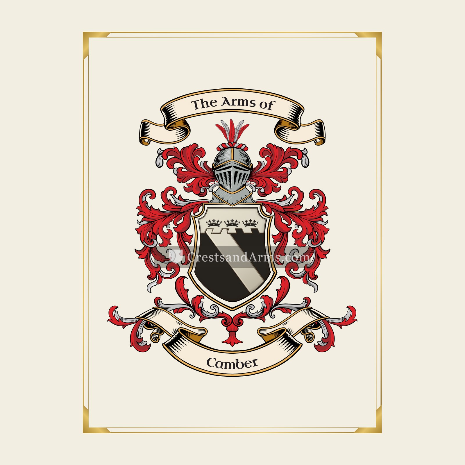 With gold border