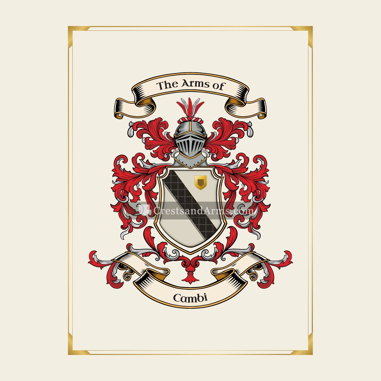 With gold border