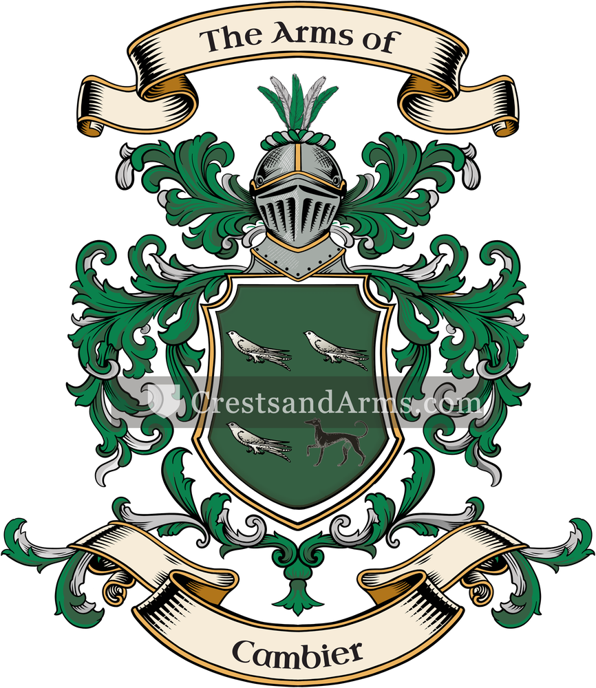 The Cambier coat of arms, drawn from the recorded blazon