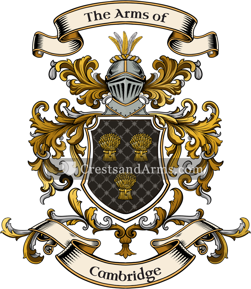 The Cambridge coat of arms, drawn from the recorded blazon
