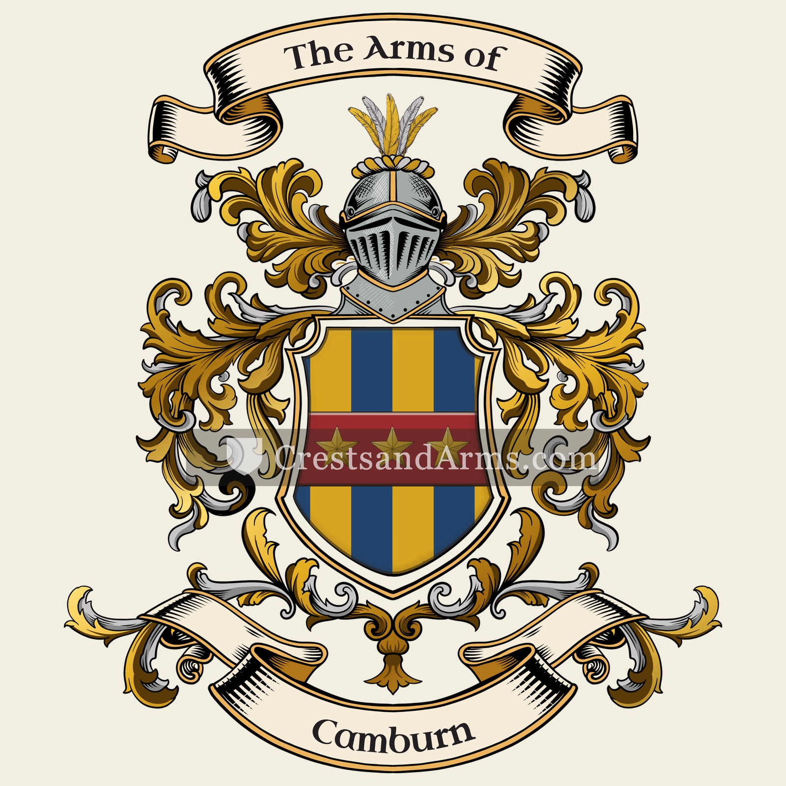 The Camburn coat of arms, drawn from the recorded blazon