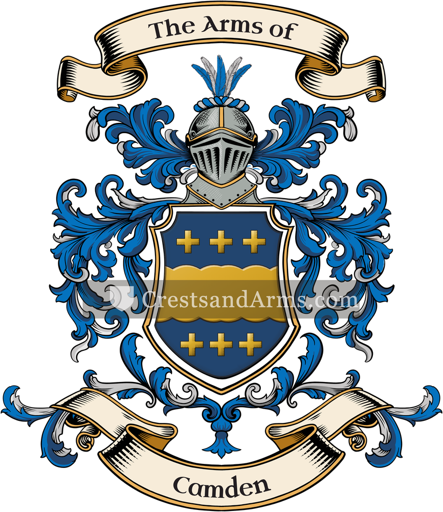 The Camden coat of arms, drawn from the recorded blazon