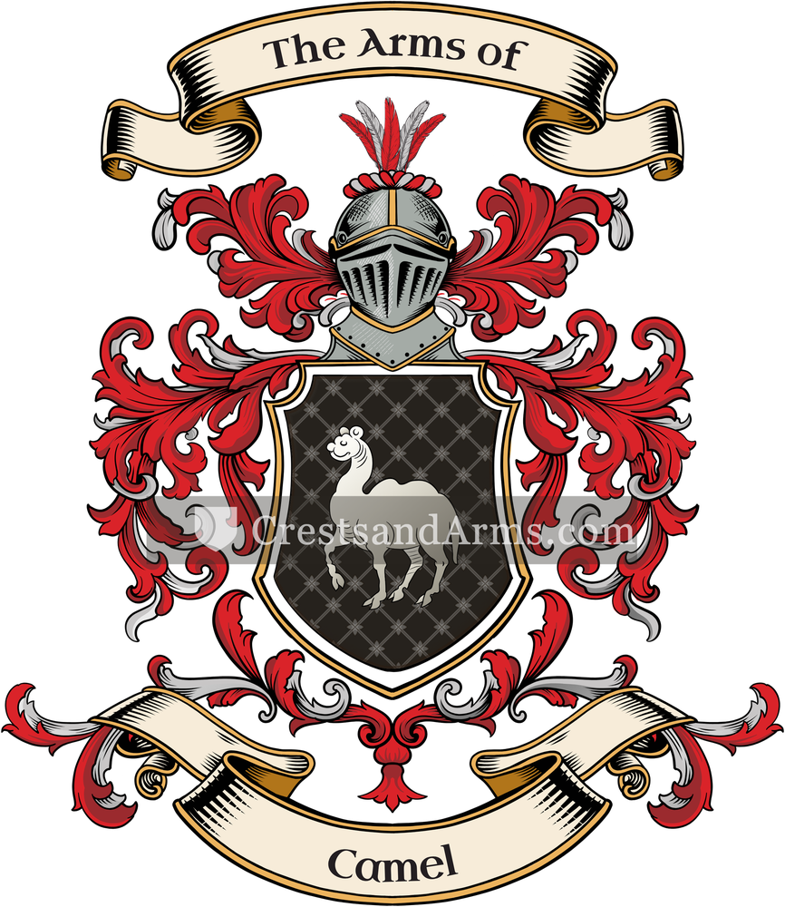 The Camel coat of arms, drawn from the recorded blazon