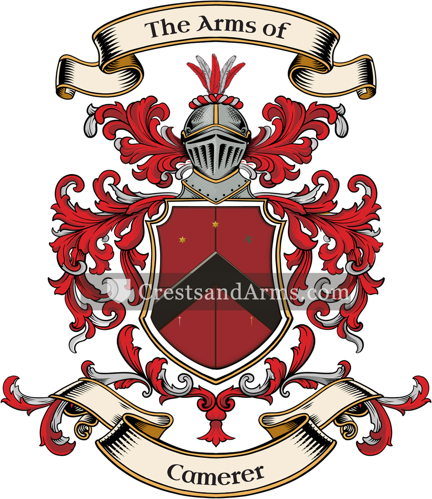 The Camerer coat of arms, drawn from the recorded blazon