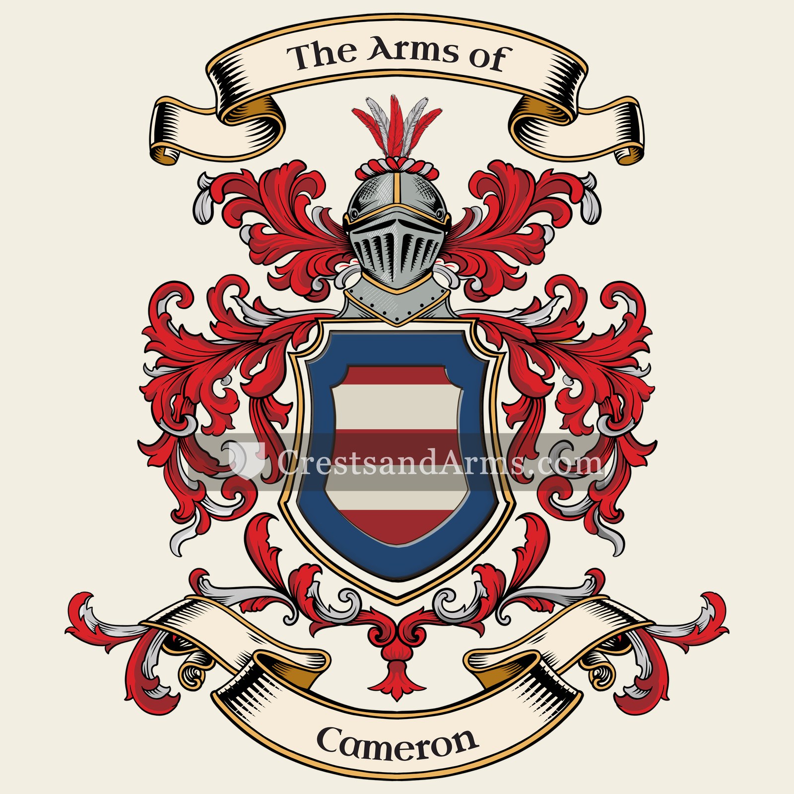 The Cameron coat of arms, drawn from the recorded blazon