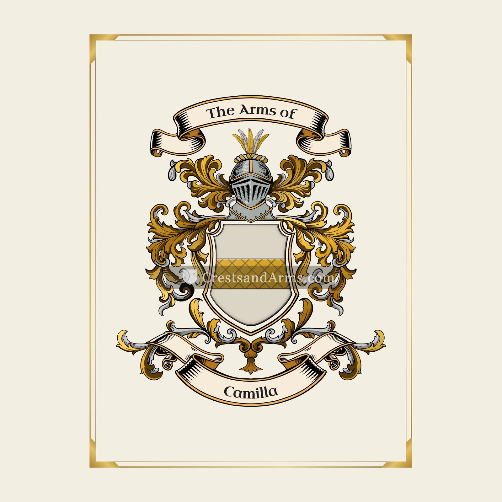 With gold border
