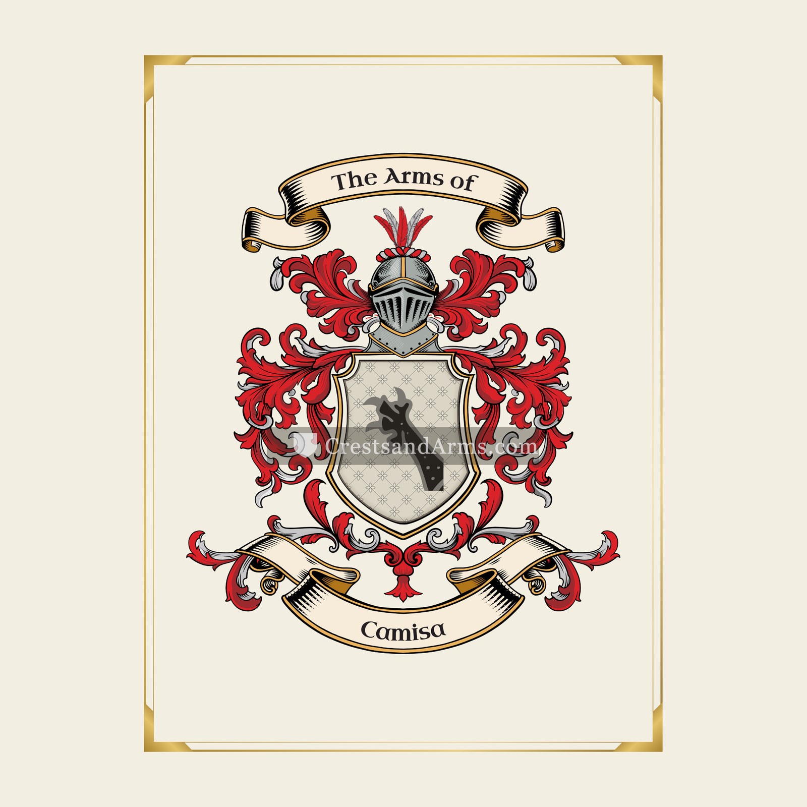 With gold border
