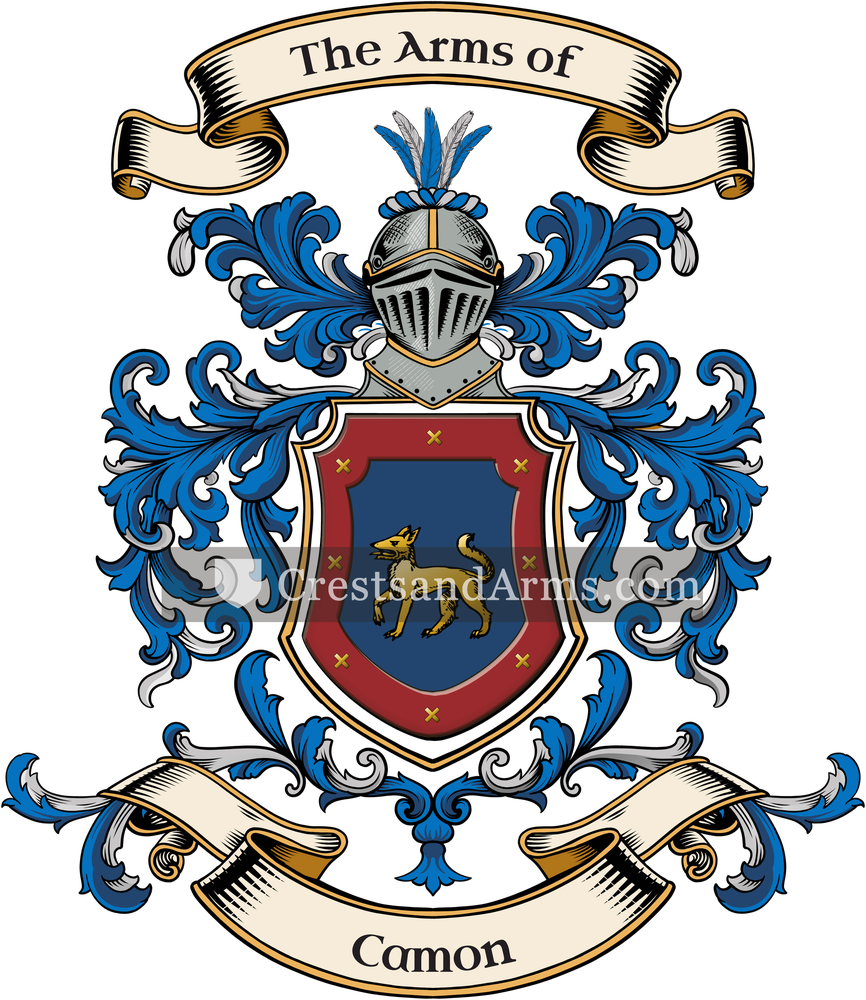 The Camon coat of arms, drawn from the recorded blazon