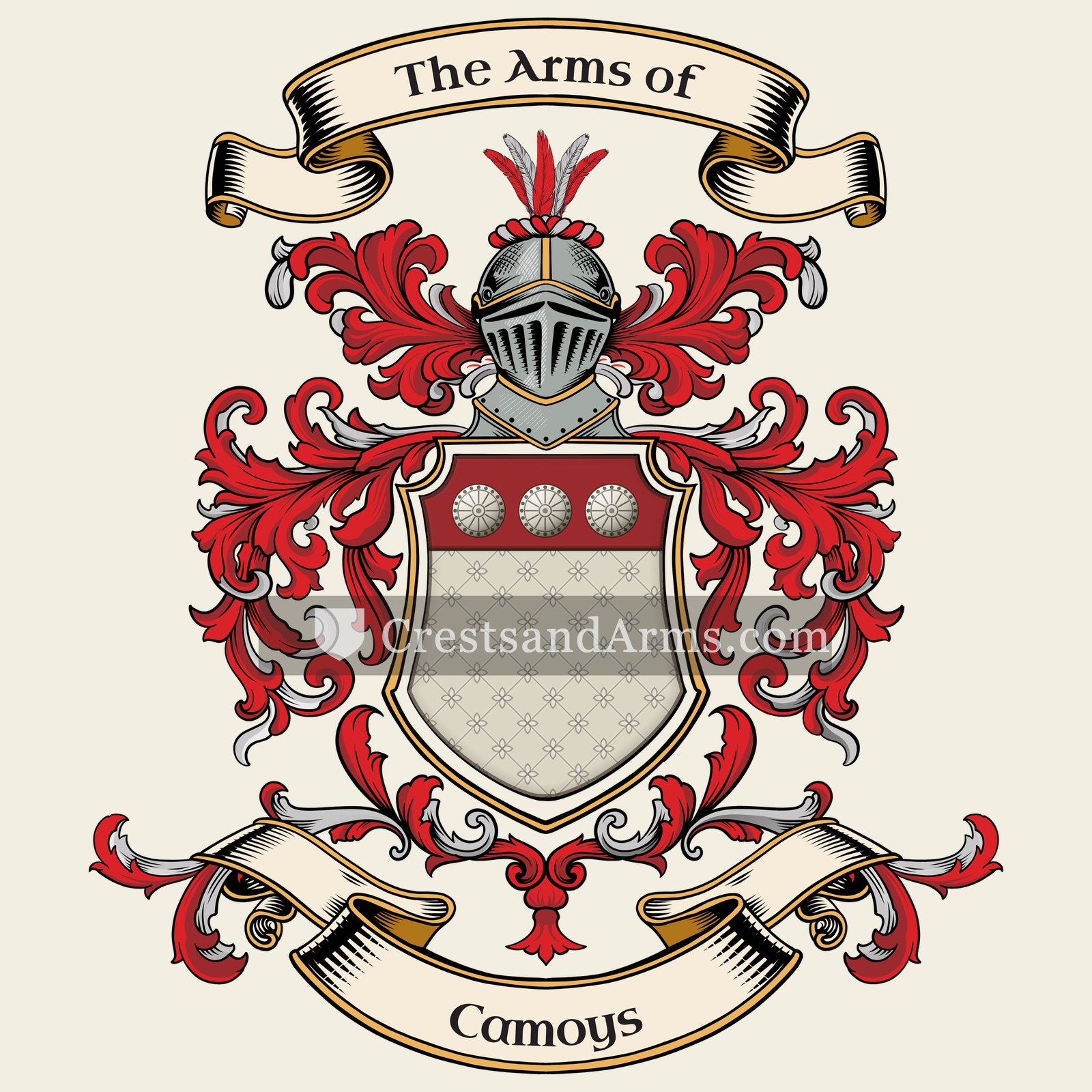 The Camoys coat of arms, drawn from the recorded blazon