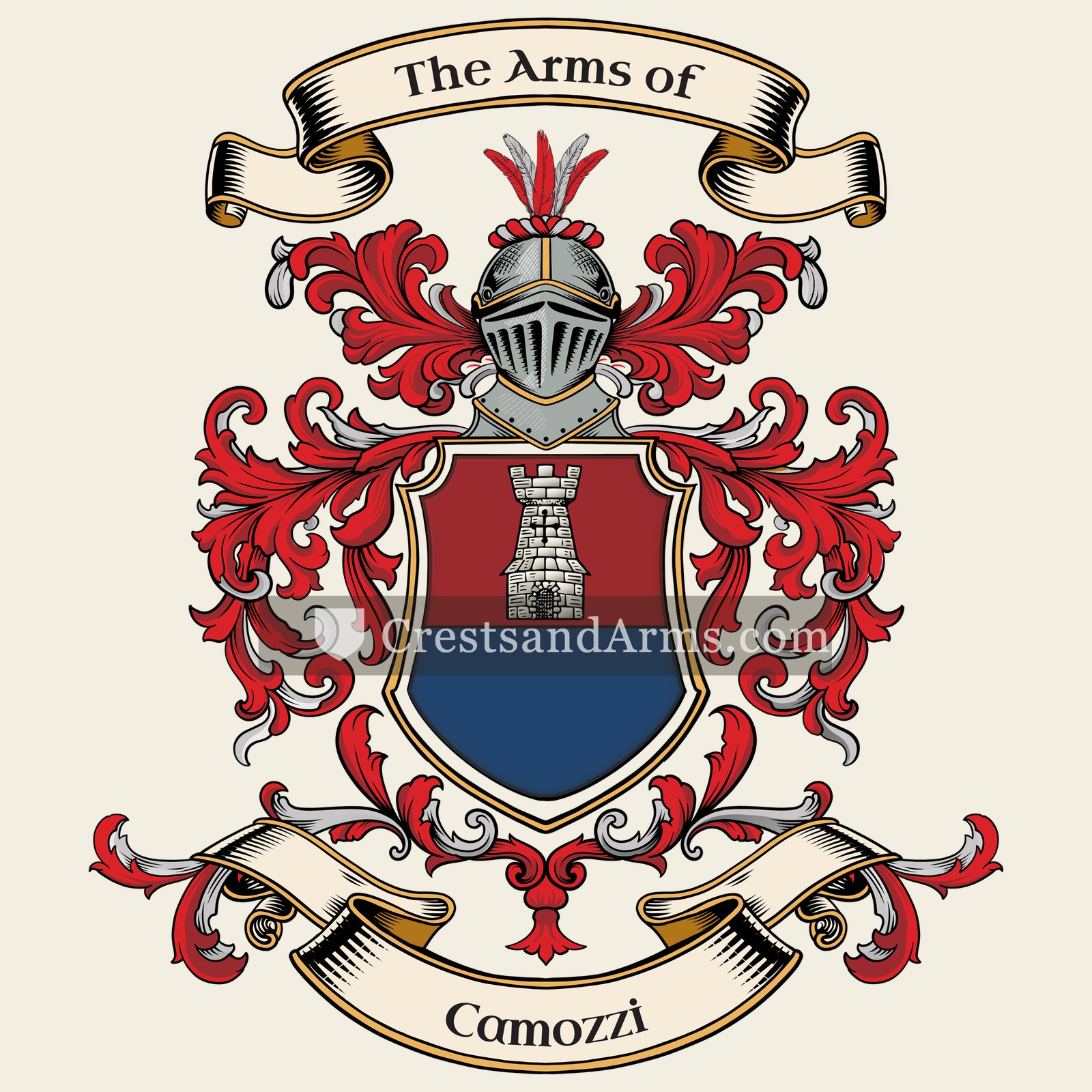The Camozzi coat of arms, drawn from the recorded blazon