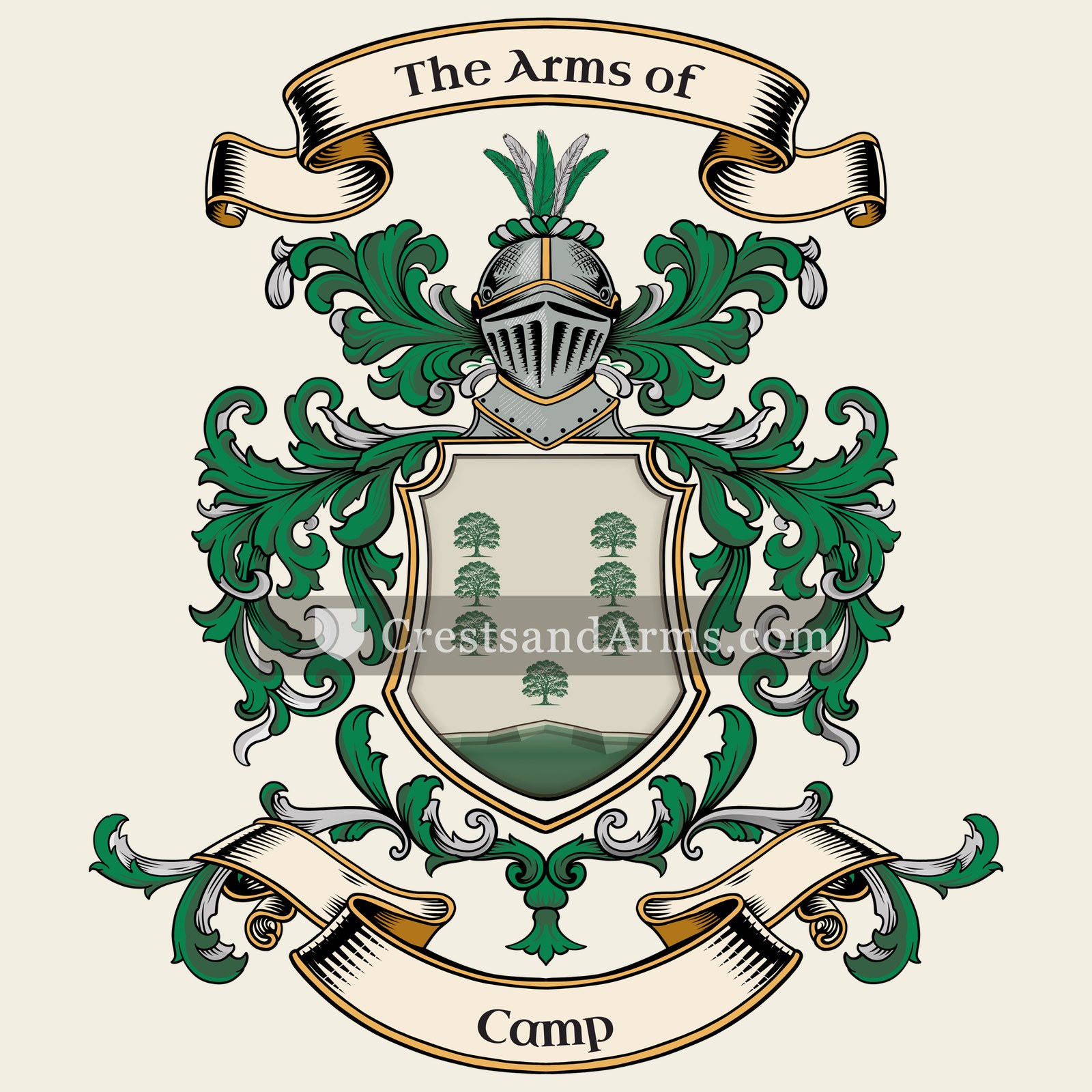 The Camp coat of arms, drawn from the recorded blazon
