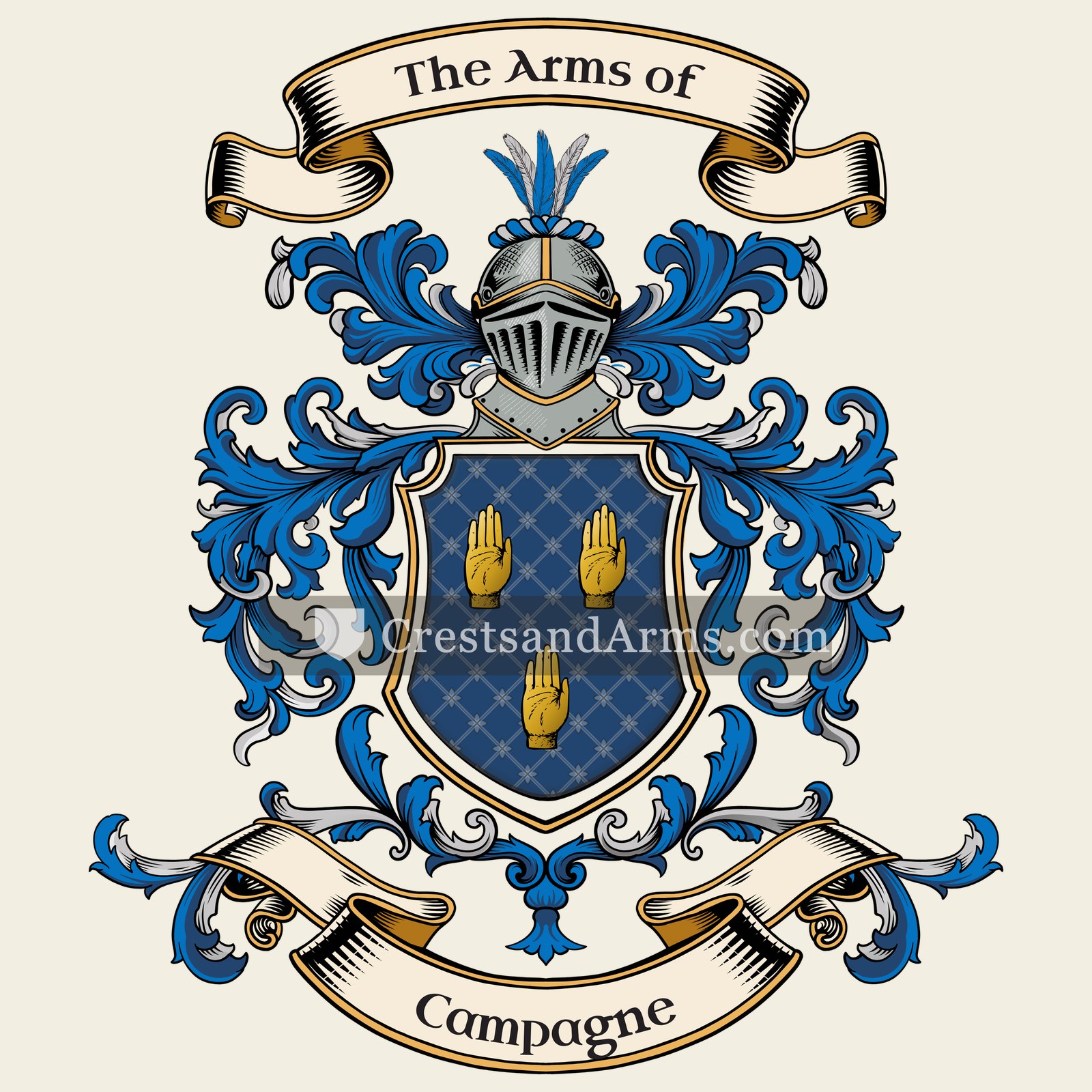 The Campagne coat of arms, drawn from the recorded blazon
