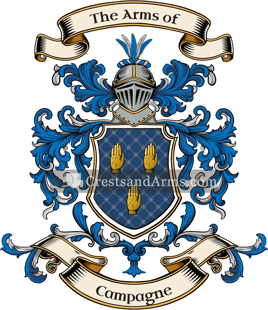 The Campagne coat of arms, drawn from the recorded blazon