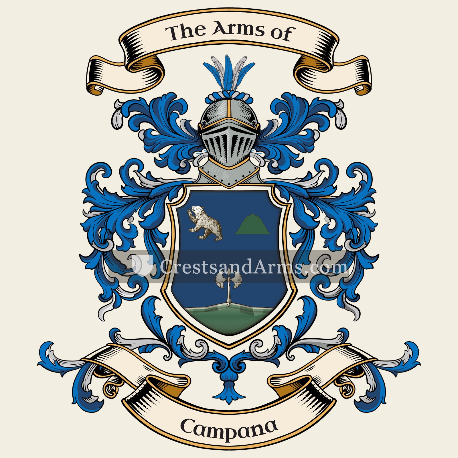 The Campana coat of arms, drawn from the recorded blazon