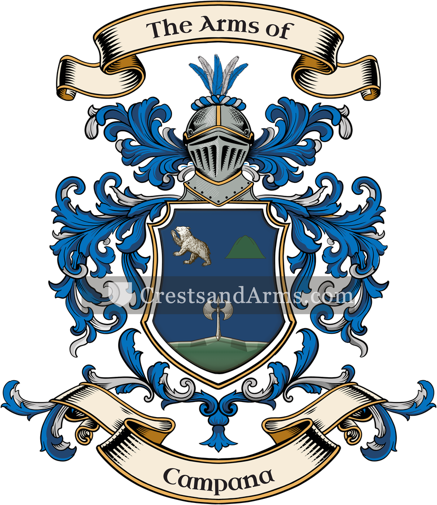 The Campana coat of arms, drawn from the recorded blazon
