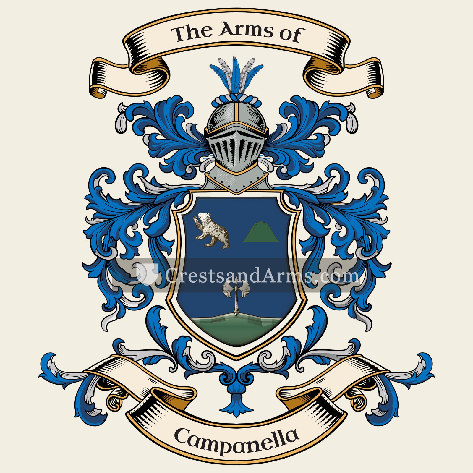 The Campanella coat of arms, drawn from the recorded blazon