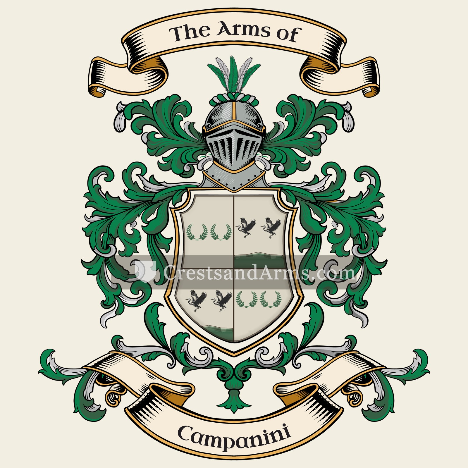 The Campanini coat of arms, drawn from the recorded blazon