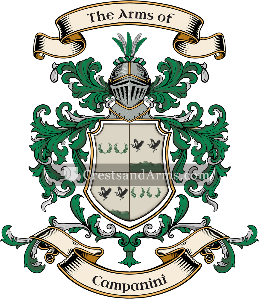 The Campanini coat of arms, drawn from the recorded blazon