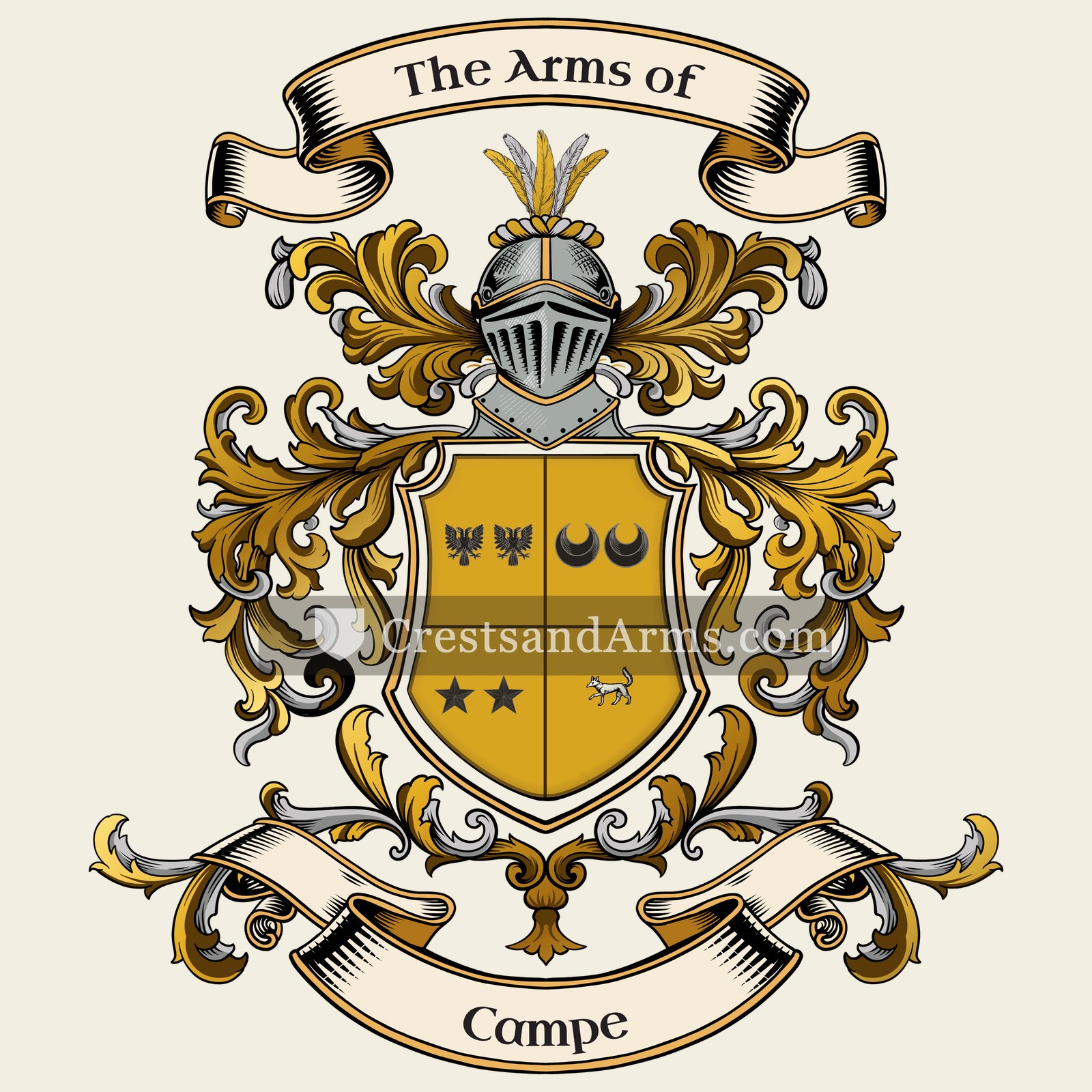 The Campe coat of arms, drawn from the recorded blazon