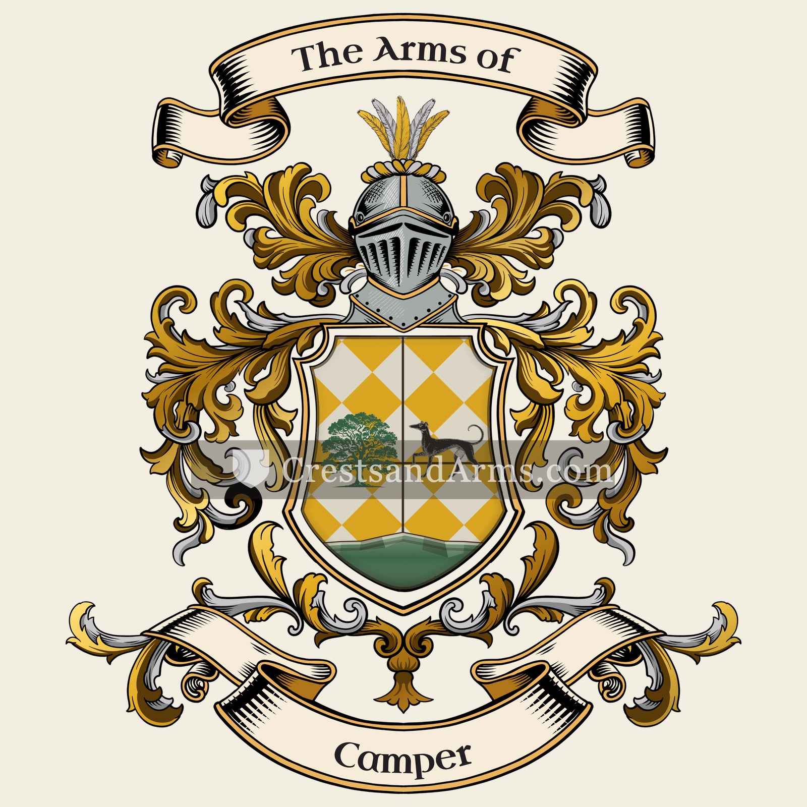 The Camper coat of arms, drawn from the recorded blazon