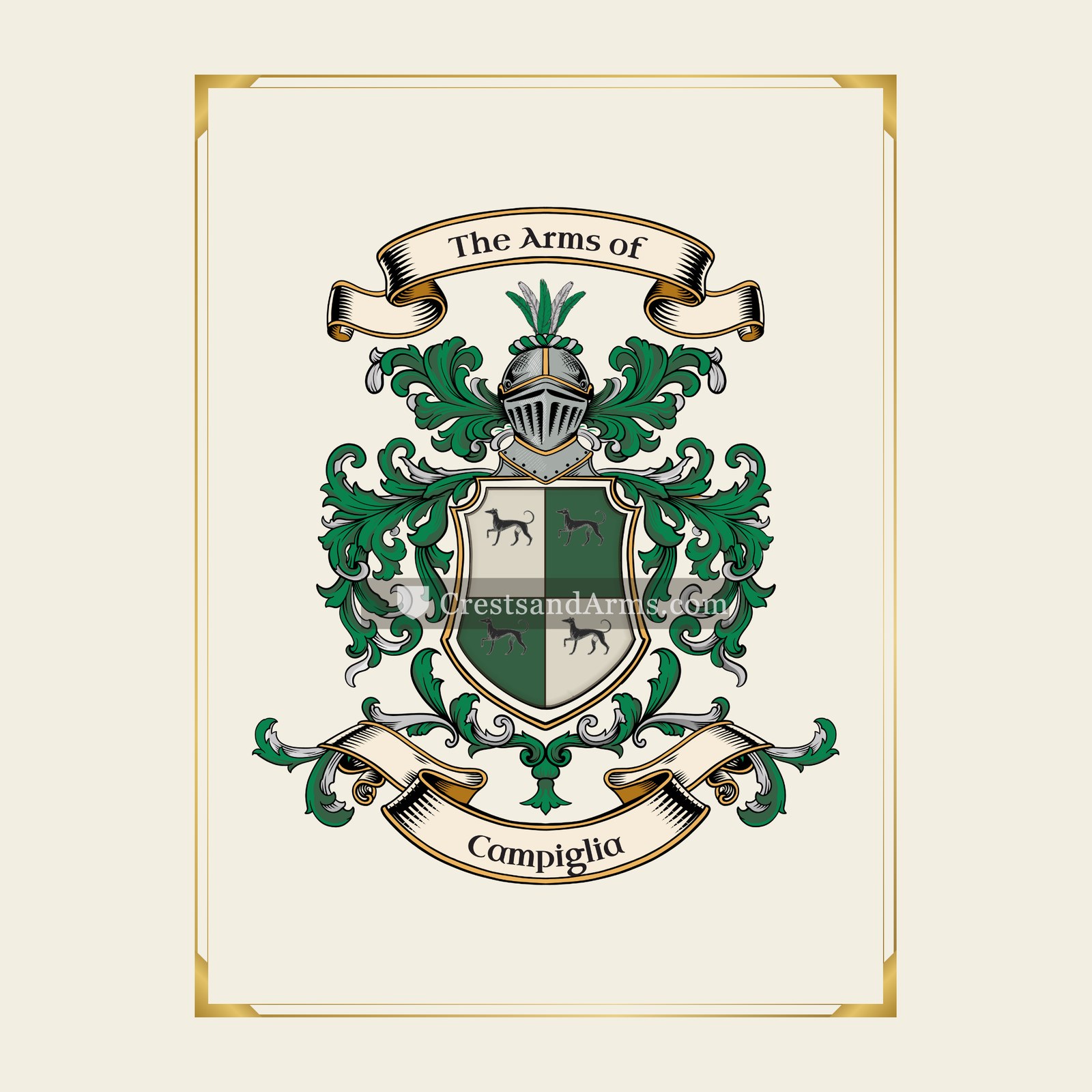 With gold border