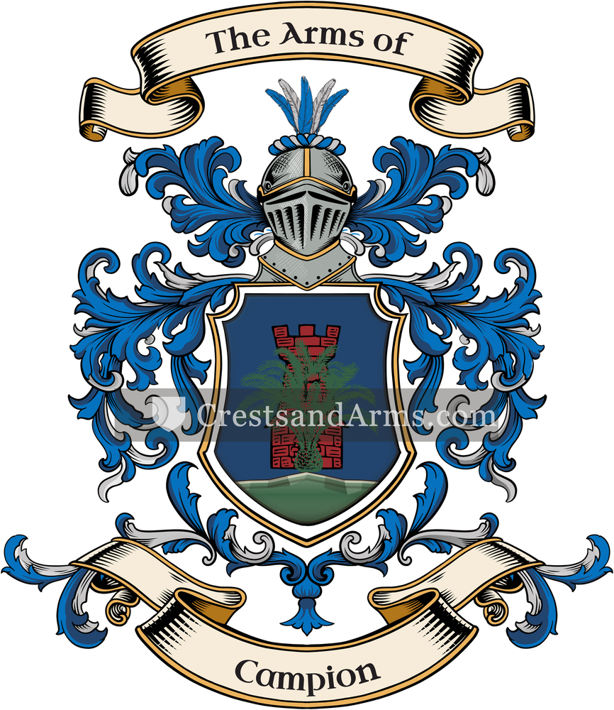The Campion coat of arms, drawn from the recorded blazon