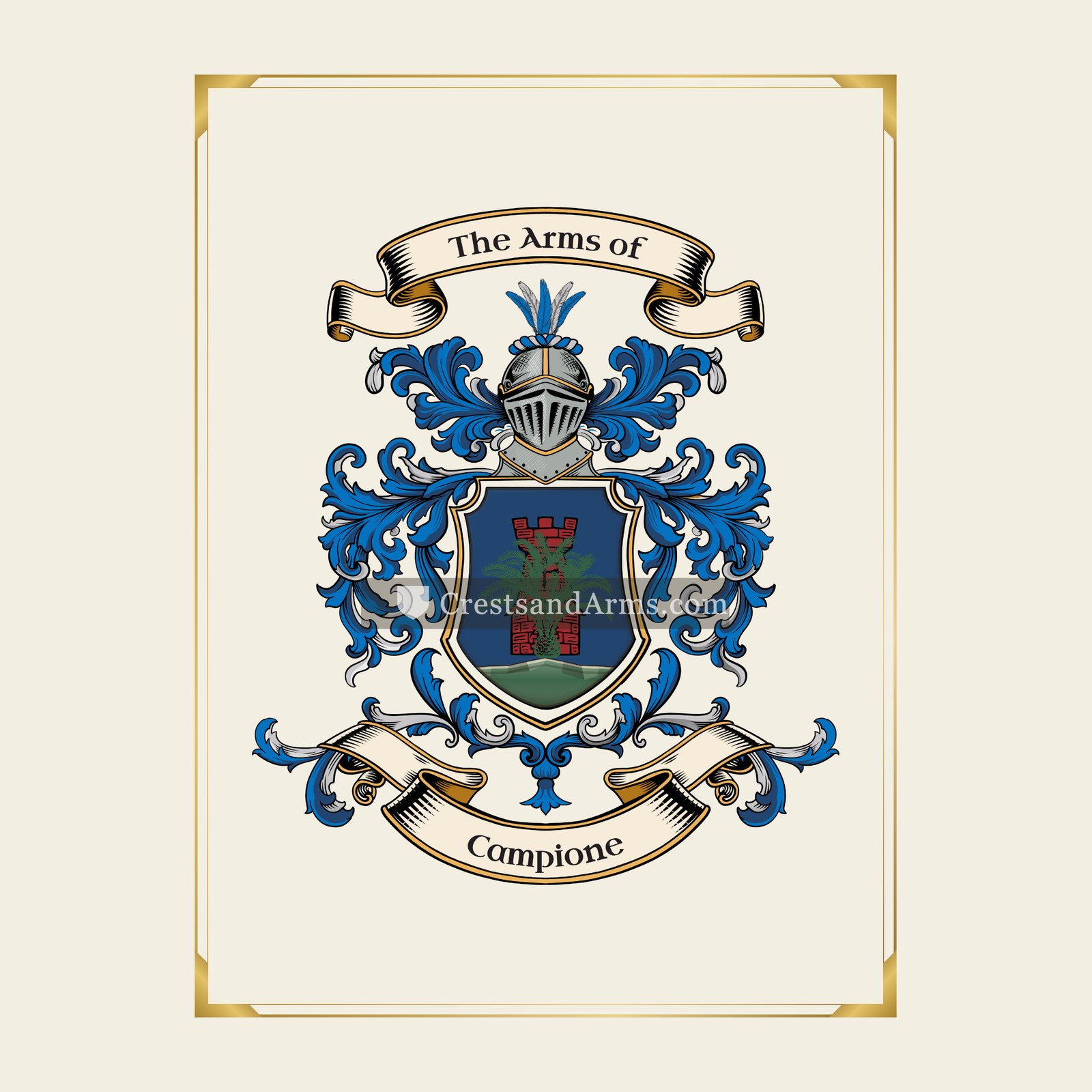 With gold border