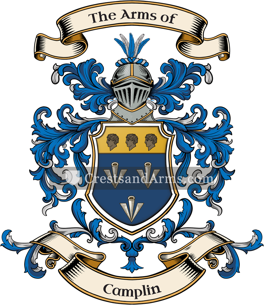 The Camplin coat of arms, drawn from the recorded blazon