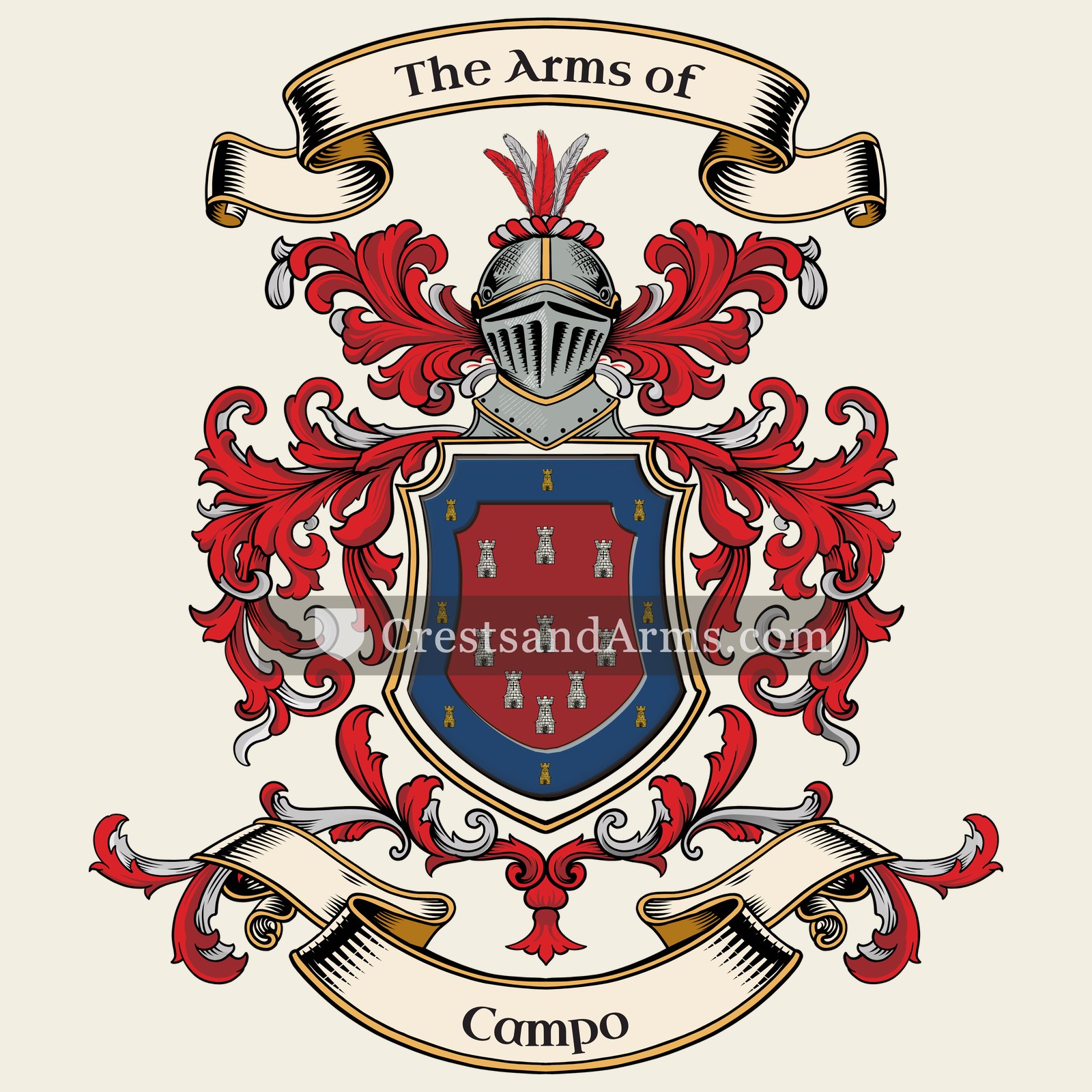 The Campo coat of arms, drawn from the recorded blazon