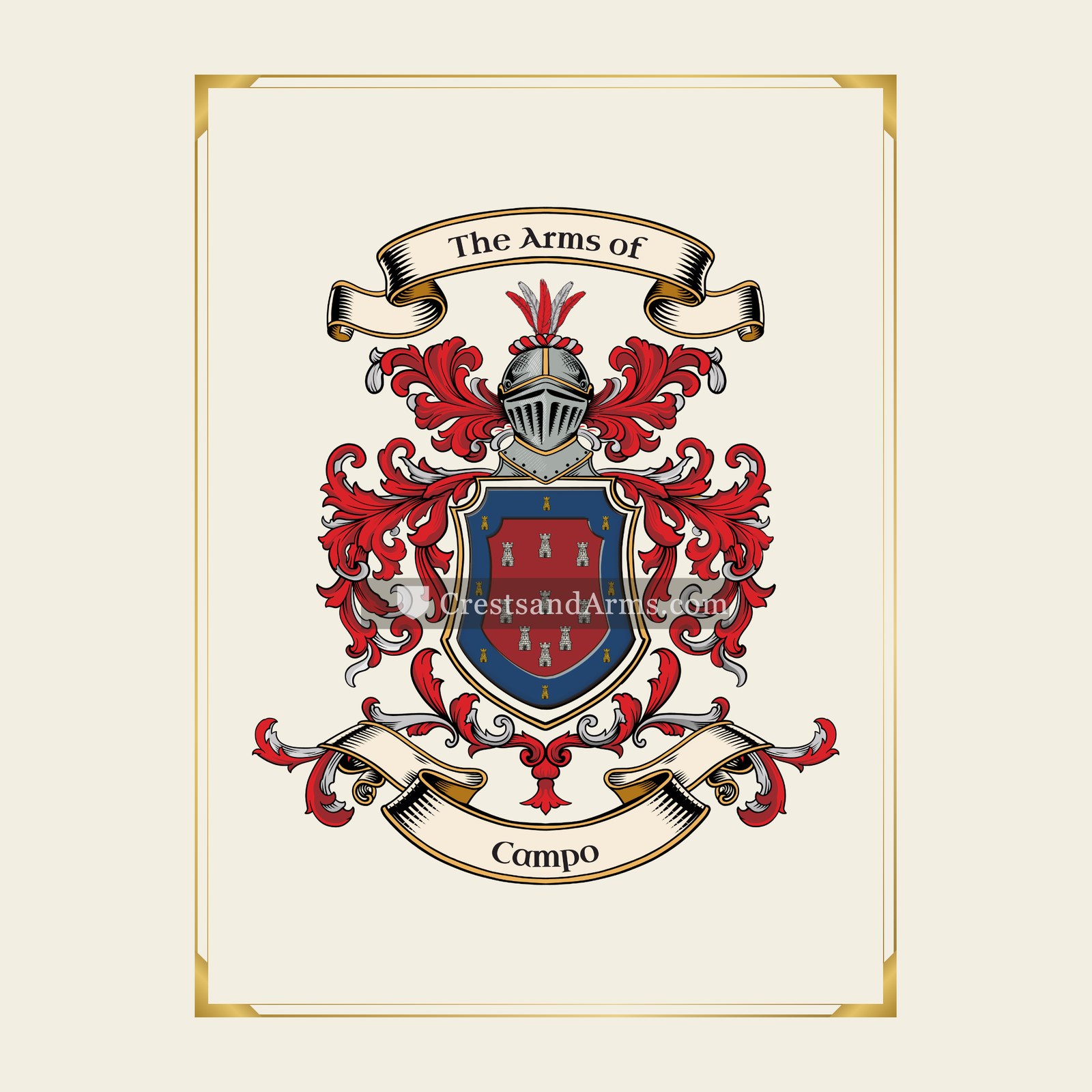 With gold border
