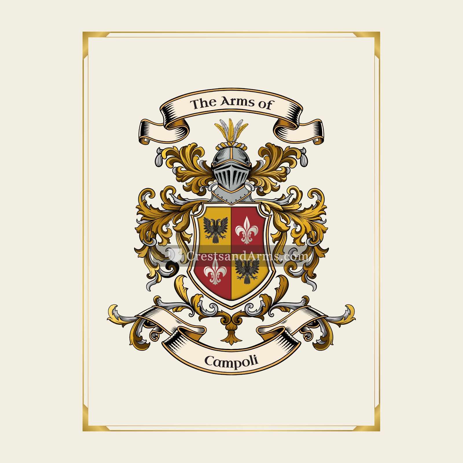 With gold border