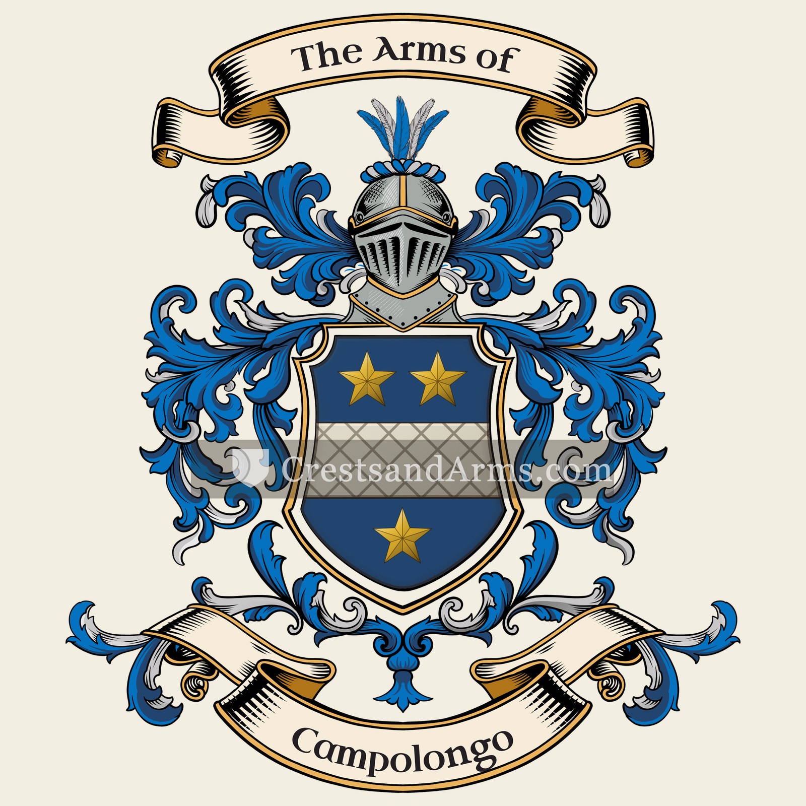 The Campolongo coat of arms, drawn from the recorded blazon