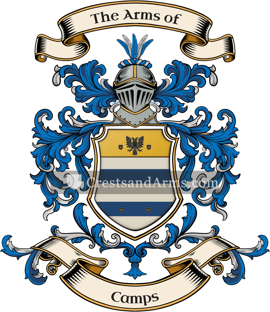 The Camps coat of arms, drawn from the recorded blazon