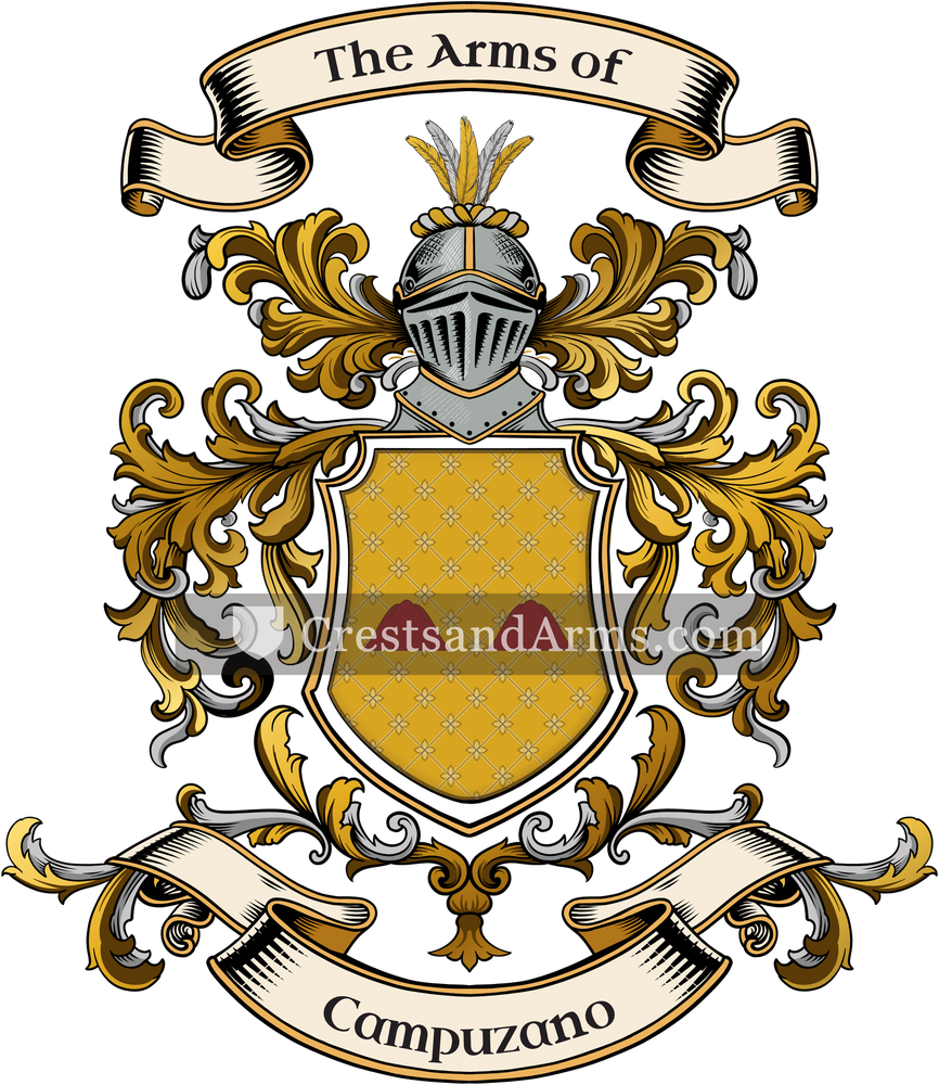 The Campuzano coat of arms, drawn from the recorded blazon