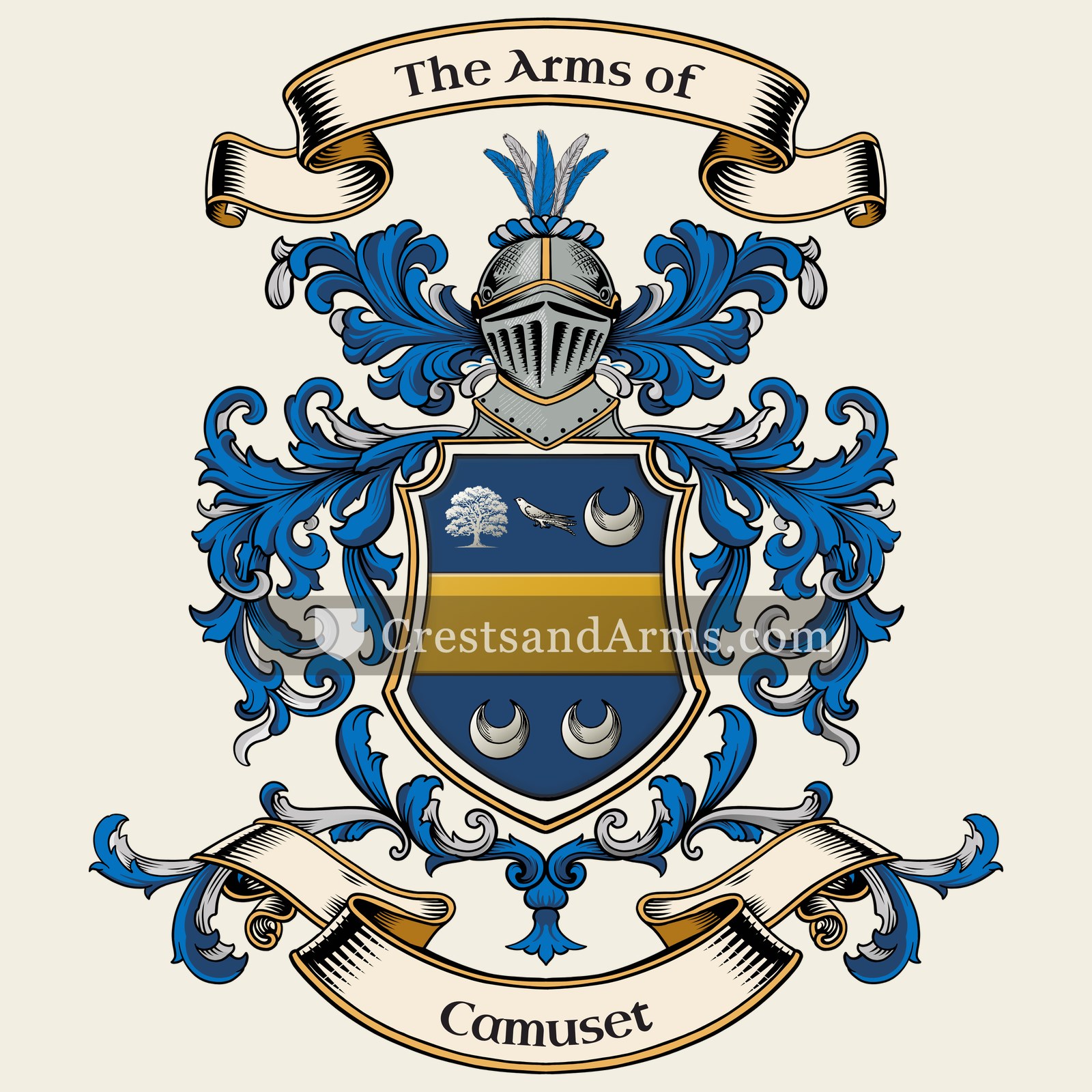 The Camuset coat of arms, drawn from the recorded blazon