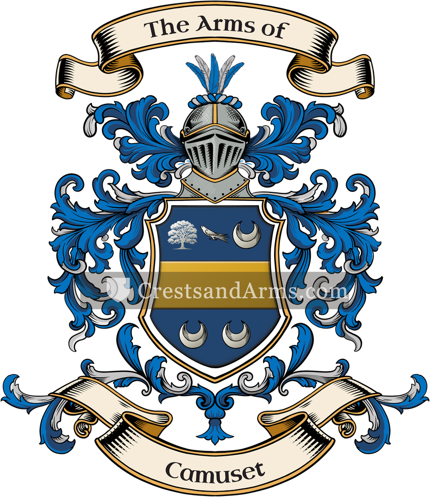 The Camuset coat of arms, drawn from the recorded blazon