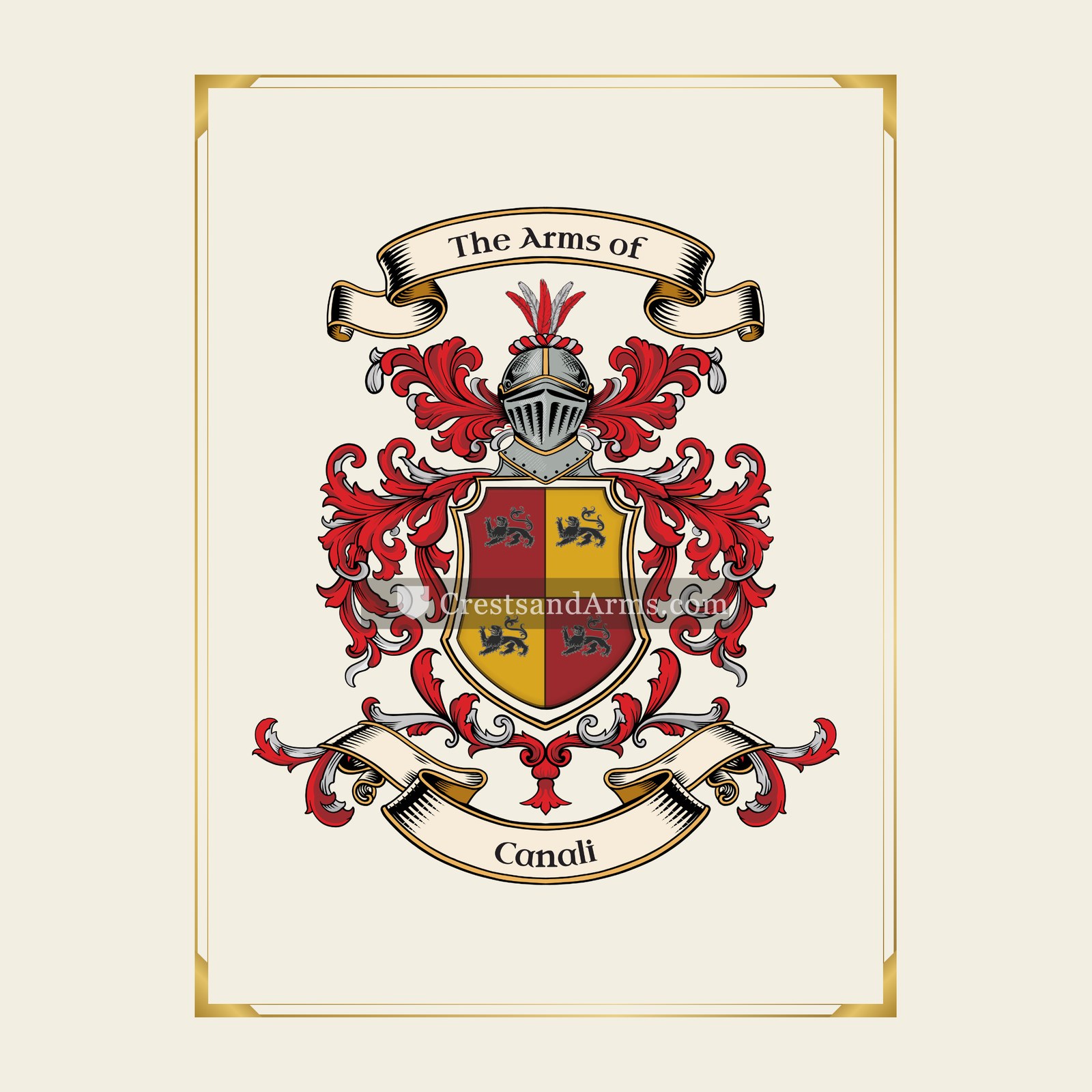 With gold border