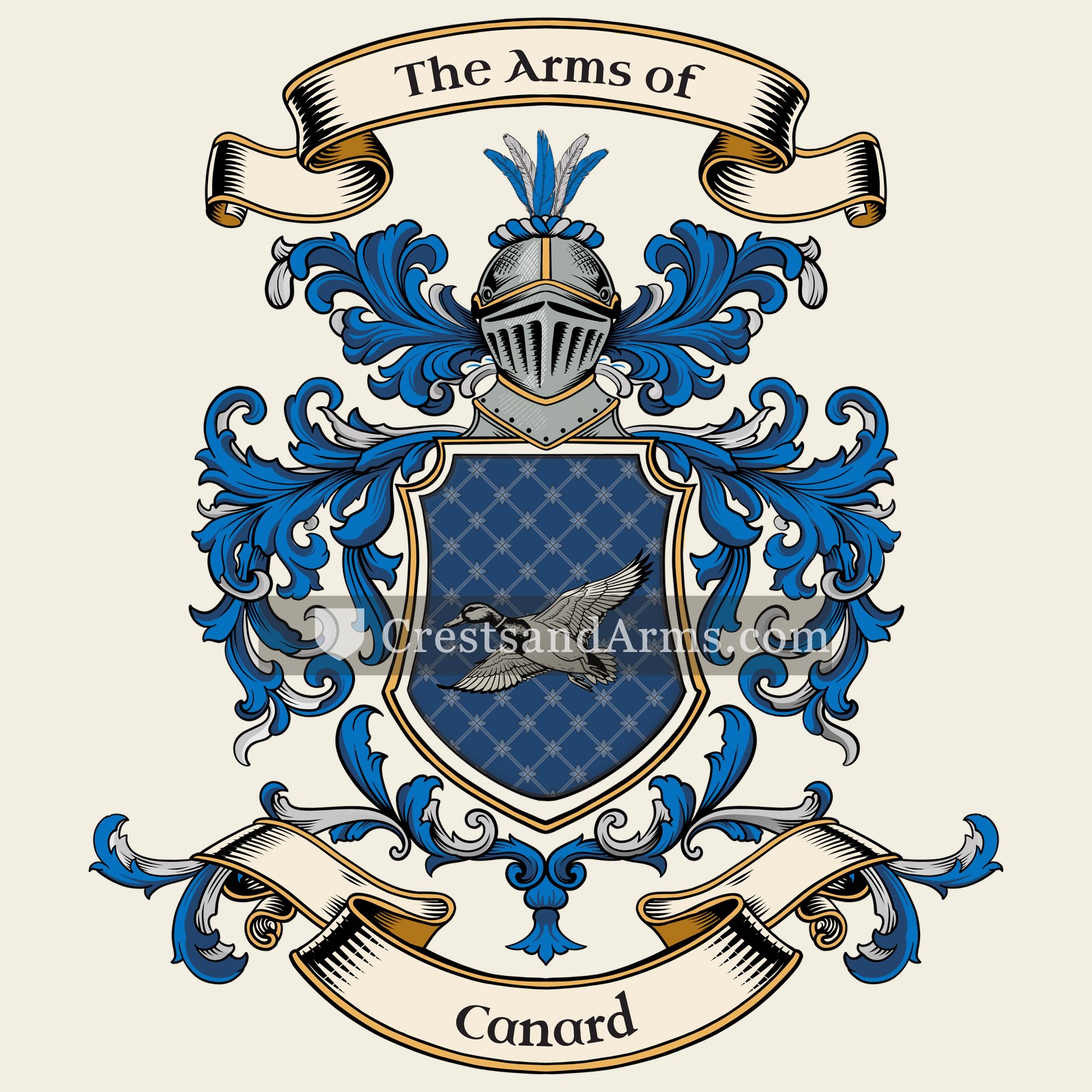 The Canard coat of arms, drawn from the recorded blazon
