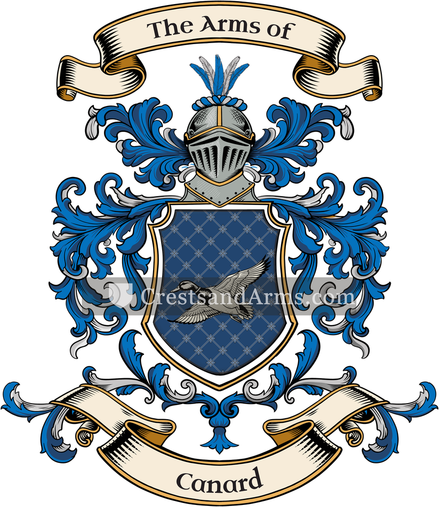 The Canard coat of arms, drawn from the recorded blazon