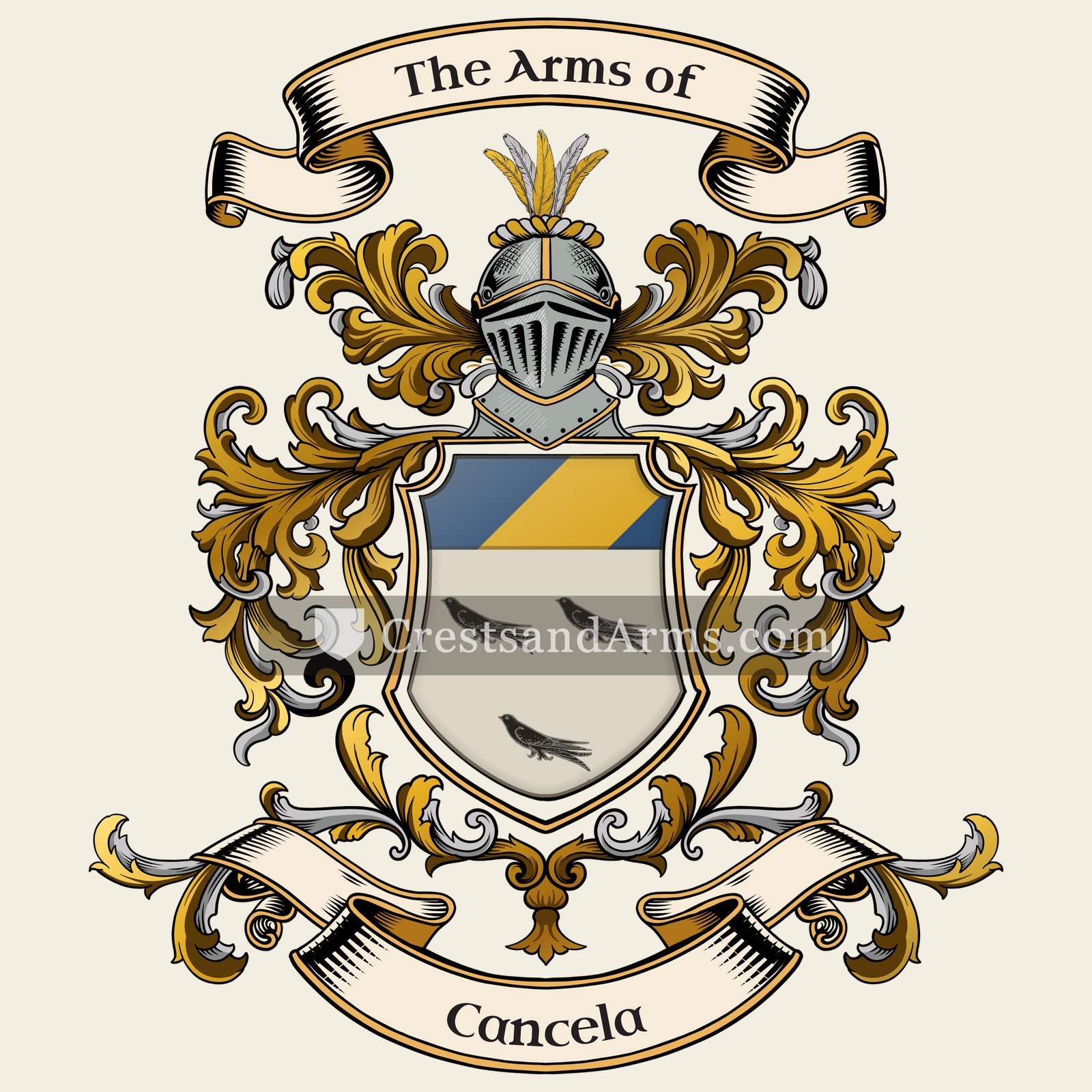 The Cancela coat of arms, drawn from the recorded blazon